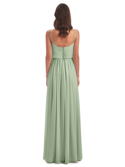 Riley A-line Spaghetti Straps Chiffon Bridesmaid Dresses
