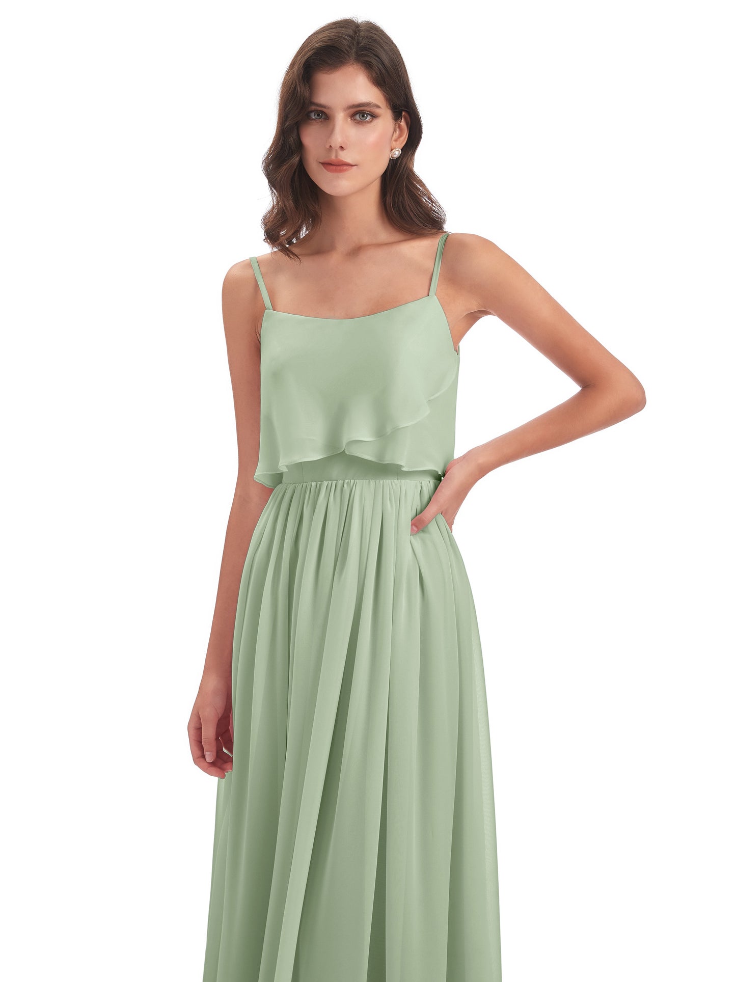 Riley A-line Spaghetti Straps Chiffon Bridesmaid Dresses