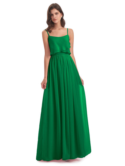 Riley A-line Spaghetti Straps Chiffon Bridesmaid Dresses