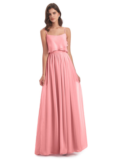 Riley A-line Spaghetti Straps Chiffon Bridesmaid Dresses