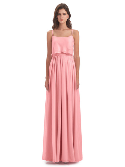 Riley A-line Spaghetti Straps Chiffon Bridesmaid Dresses