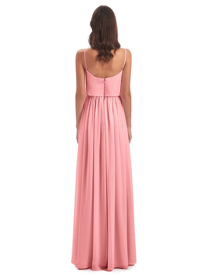 Riley A-line Spaghetti Straps Chiffon Bridesmaid Dresses