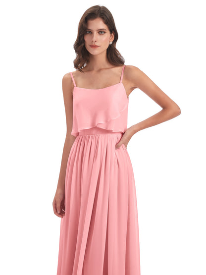 Riley A-line Spaghetti Straps Chiffon Bridesmaid Dresses