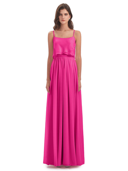 Riley A-line Spaghetti Straps Chiffon Bridesmaid Dresses