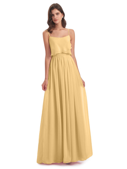 Riley A-line Spaghetti Straps Chiffon Bridesmaid Dresses