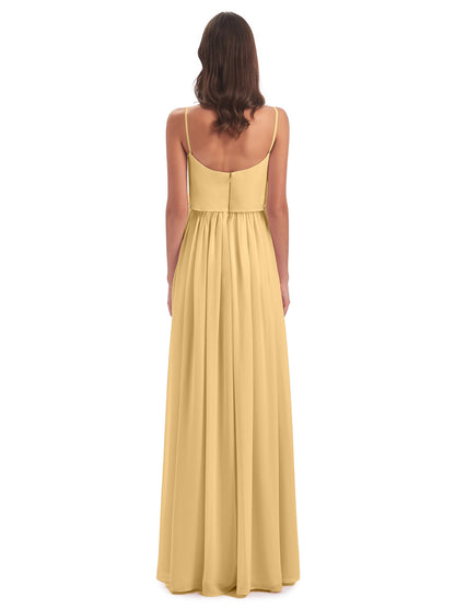 Riley A-line Spaghetti Straps Chiffon Bridesmaid Dresses