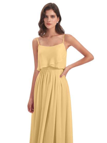 Riley A-line Spaghetti Straps Chiffon Bridesmaid Dresses