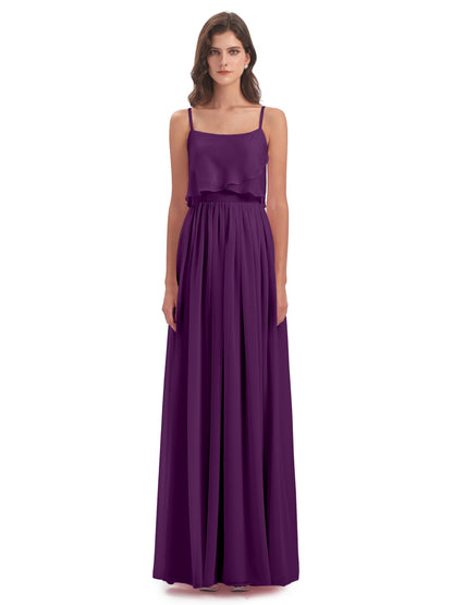 Riley A-line Spaghetti Straps Chiffon Bridesmaid Dresses