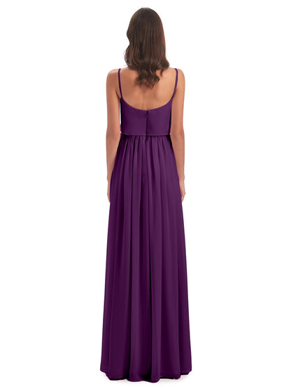 Riley A-line Spaghetti Straps Chiffon Bridesmaid Dresses