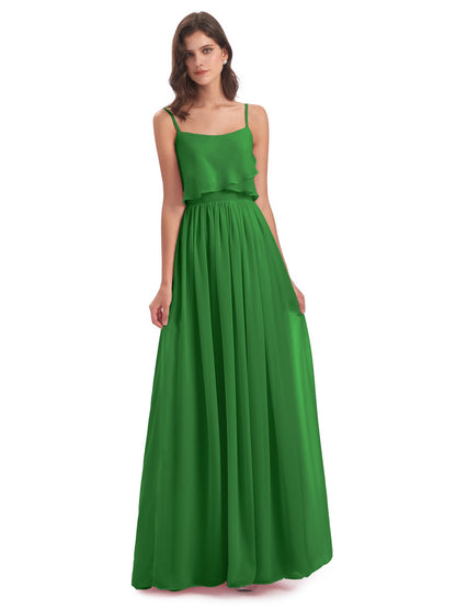 Riley A-line Spaghetti Straps Chiffon Bridesmaid Dresses