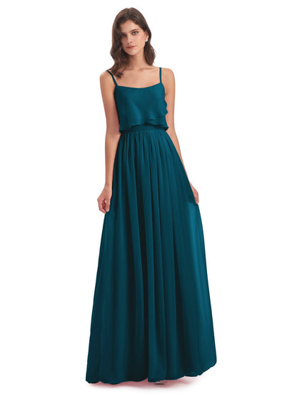 Riley A-line Spaghetti Straps Chiffon Bridesmaid Dresses