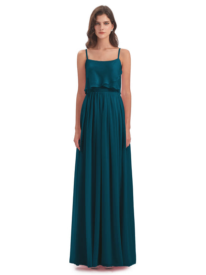 Riley A-line Spaghetti Straps Chiffon Bridesmaid Dresses