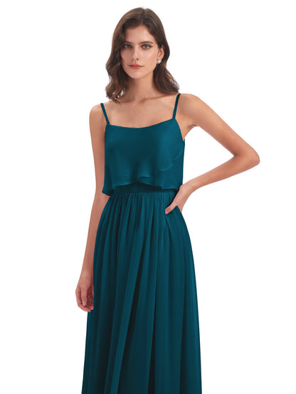 Riley A-line Spaghetti Straps Chiffon Bridesmaid Dresses