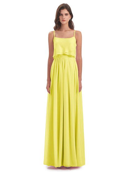 Riley A-line Spaghetti Straps Chiffon Bridesmaid Dresses