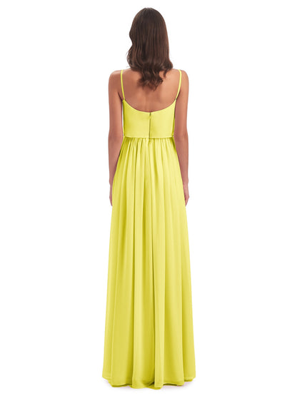 Riley A-line Spaghetti Straps Chiffon Bridesmaid Dresses