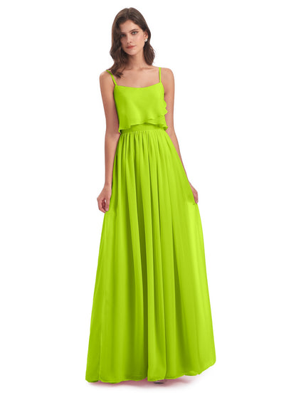 Riley A-line Spaghetti Straps Chiffon Bridesmaid Dresses