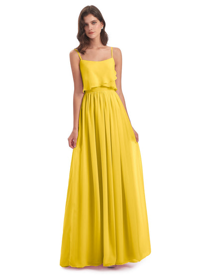 Riley A-line Spaghetti Straps Chiffon Bridesmaid Dresses