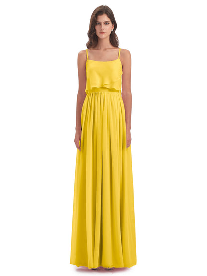 Riley A-line Spaghetti Straps Chiffon Bridesmaid Dresses