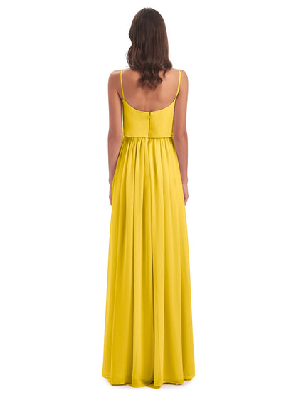Riley A-line Spaghetti Straps Chiffon Bridesmaid Dresses