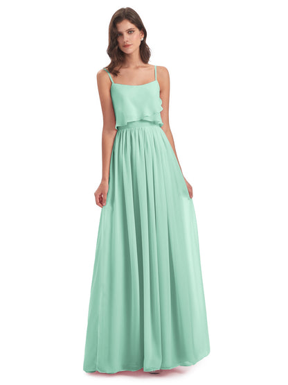 Riley A-line Spaghetti Straps Chiffon Bridesmaid Dresses