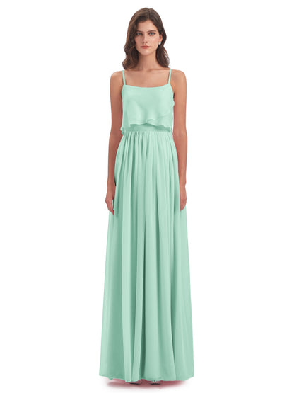 Riley A-line Spaghetti Straps Chiffon Bridesmaid Dresses