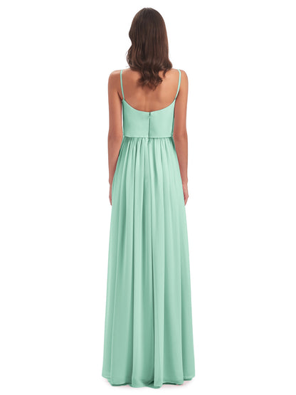Riley A-line Spaghetti Straps Chiffon Bridesmaid Dresses
