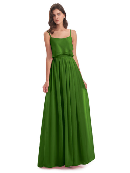 Riley A-line Spaghetti Straps Chiffon Bridesmaid Dresses