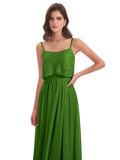 Riley A-line Spaghetti Straps Chiffon Bridesmaid Dresses