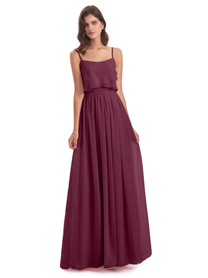 Riley A-line Spaghetti Straps Chiffon Bridesmaid Dresses