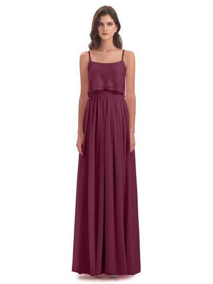 Riley A-line Spaghetti Straps Chiffon Bridesmaid Dresses