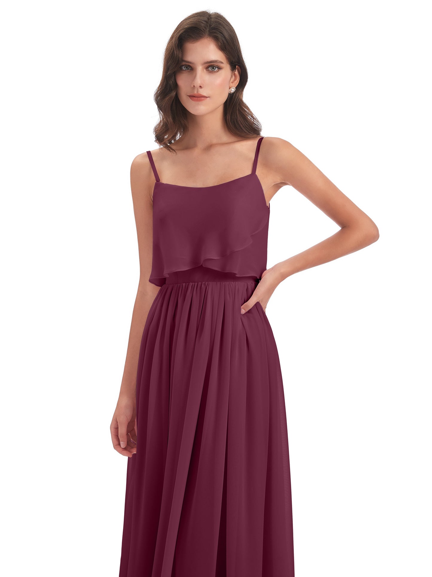 Riley A-line Spaghetti Straps Chiffon Bridesmaid Dresses