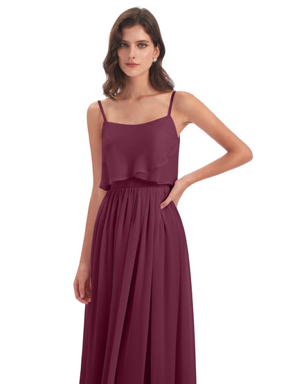 Riley A-line Spaghetti Straps Chiffon Bridesmaid Dresses