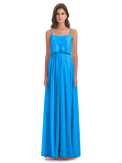 Riley A-line Spaghetti Straps Chiffon Bridesmaid Dresses