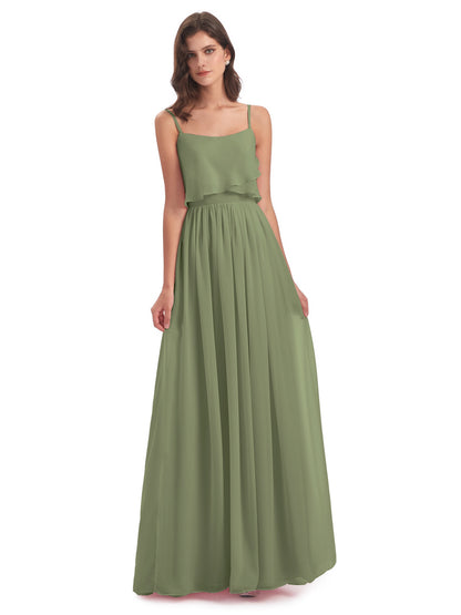 Riley A-line Spaghetti Straps Chiffon Bridesmaid Dresses