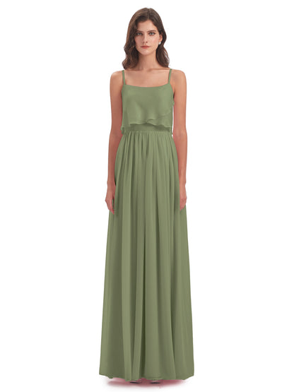 Riley A-line Spaghetti Straps Chiffon Bridesmaid Dresses