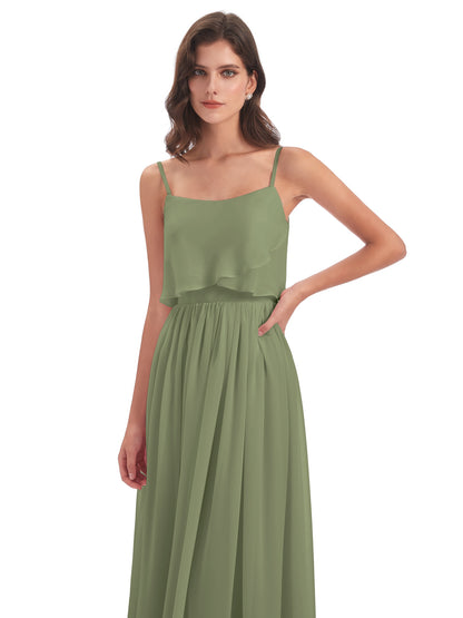 Riley A-line Spaghetti Straps Chiffon Bridesmaid Dresses
