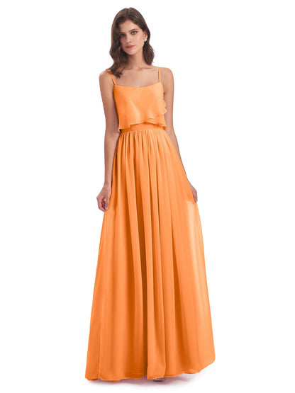 Riley A-line Spaghetti Straps Chiffon Bridesmaid Dresses
