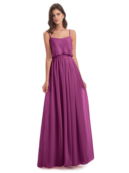 Riley A-line Spaghetti Straps Chiffon Bridesmaid Dresses