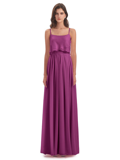 Riley A-line Spaghetti Straps Chiffon Bridesmaid Dresses