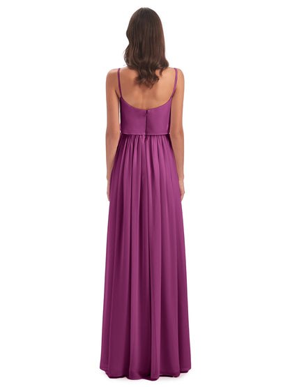 Riley A-line Spaghetti Straps Chiffon Bridesmaid Dresses