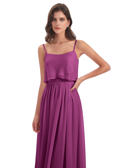 Riley A-line Spaghetti Straps Chiffon Bridesmaid Dresses