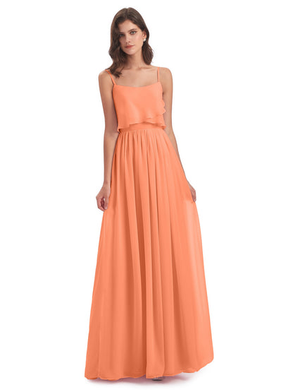 Riley A-line Spaghetti Straps Chiffon Bridesmaid Dresses