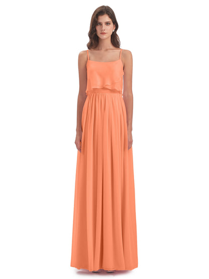 Riley A-line Spaghetti Straps Chiffon Bridesmaid Dresses