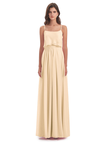 Riley A-line Spaghetti Straps Chiffon Bridesmaid Dresses