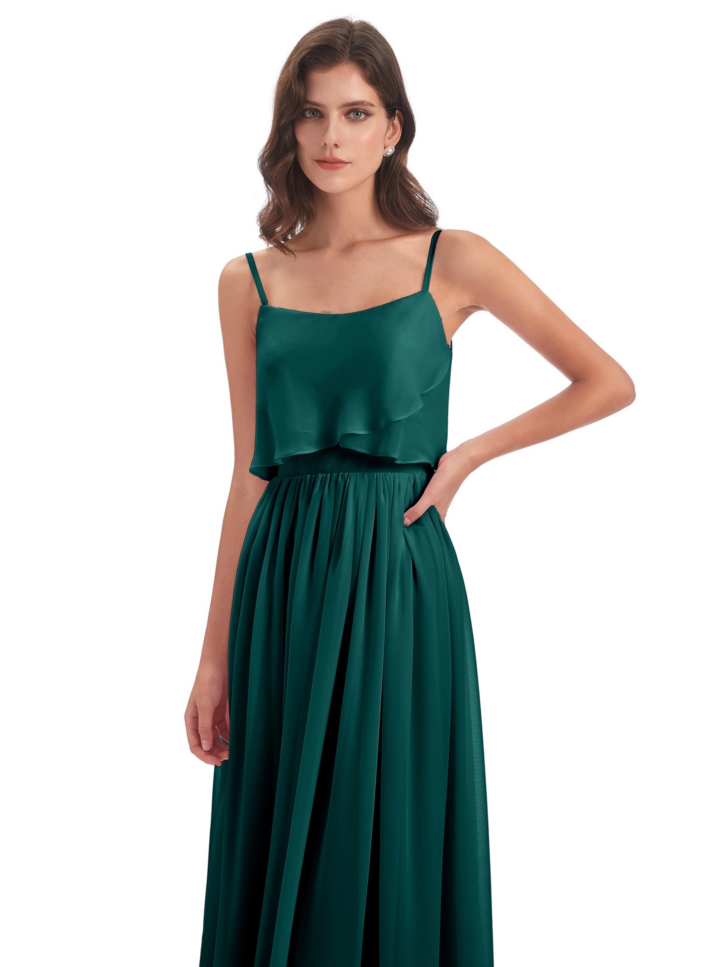 Riley A-line Spaghetti Straps Chiffon Bridesmaid Dresses