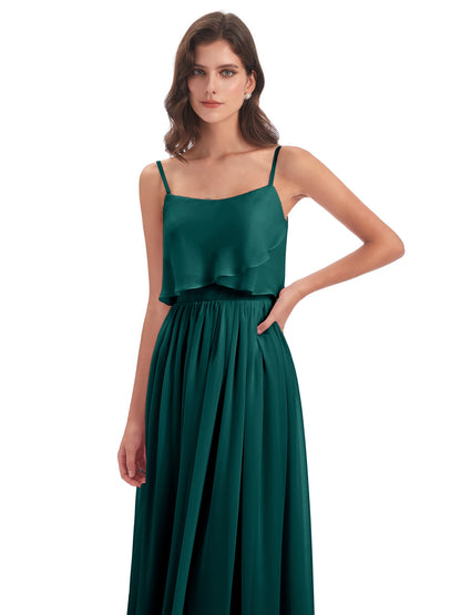 Riley A-line Spaghetti Straps Chiffon Bridesmaid Dresses