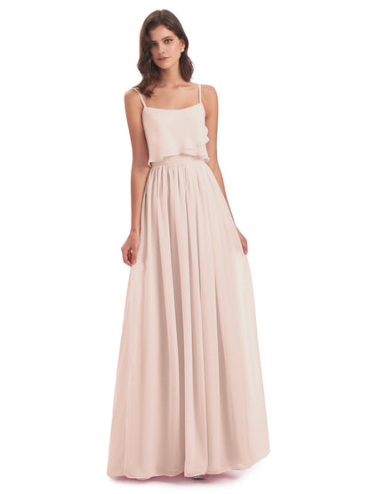 Riley A-line Spaghetti Straps Chiffon Bridesmaid Dresses