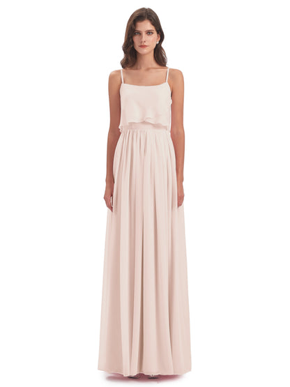 Riley A-line Spaghetti Straps Chiffon Bridesmaid Dresses