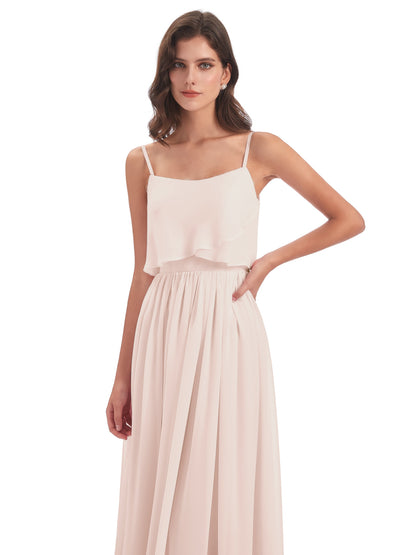 Riley A-line Spaghetti Straps Chiffon Bridesmaid Dresses