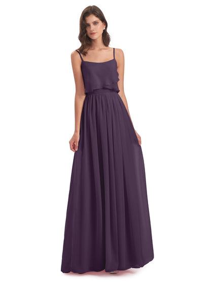 Riley A-line Spaghetti Straps Chiffon Bridesmaid Dresses